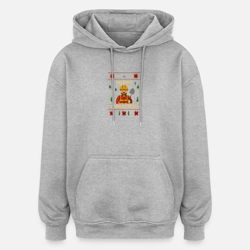 Construction worker Christmas motif - Oversized Unisex Hoodie - heather grey