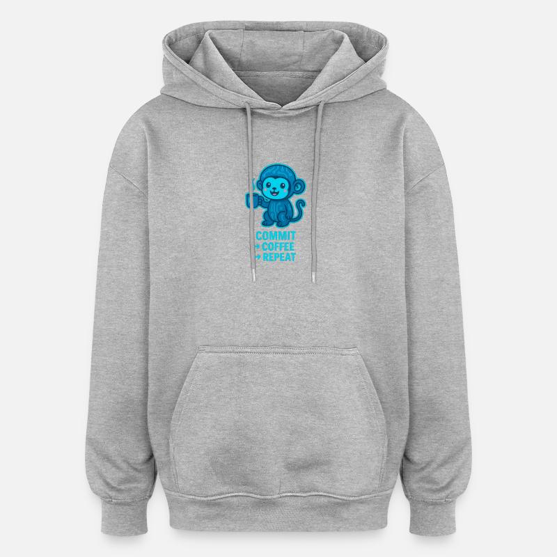 Rythme du café TechMonkey - Sweat à capuche oversize unisexe - gris chiné