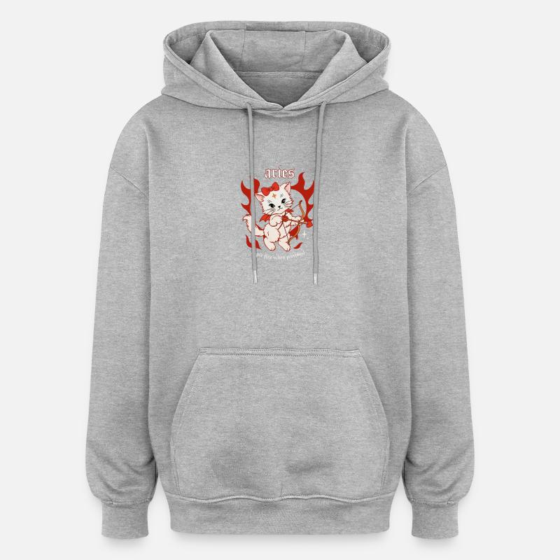 Archer Chaton de Feu Bélier - Sweat à capuche oversize unisexe - gris chiné