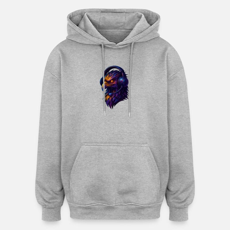 Aigle néon avec casque - Sweat à capuche oversize unisexe - gris chiné