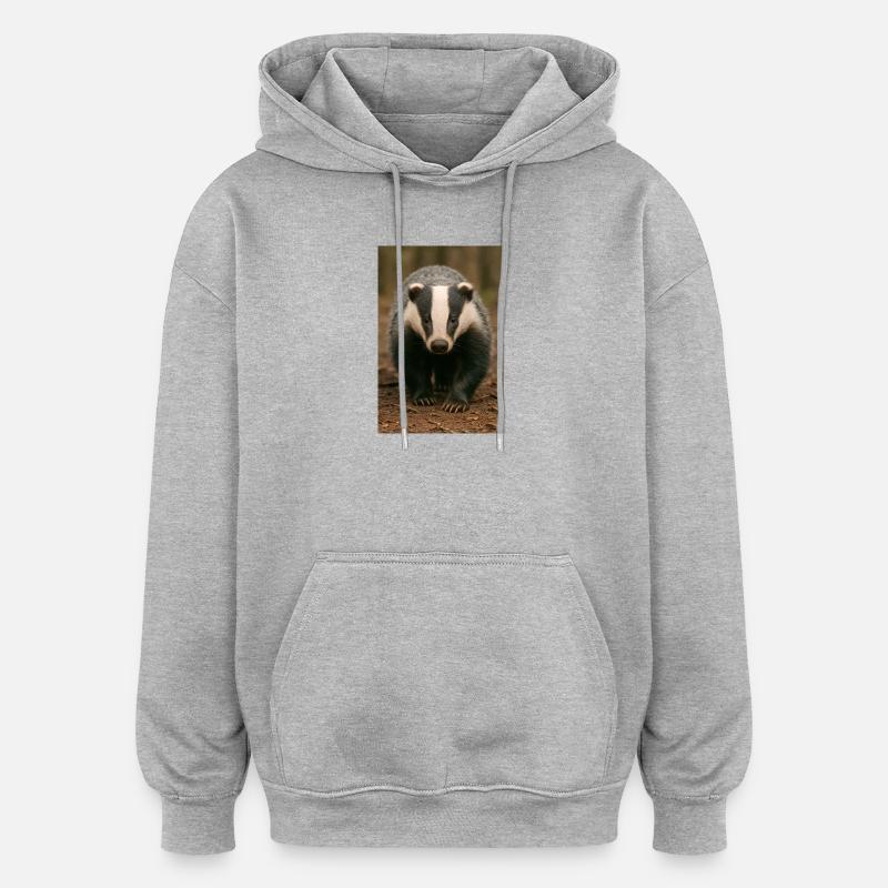 Forêt de Blaireaux - Sweat à capuche oversize unisexe - gris chiné