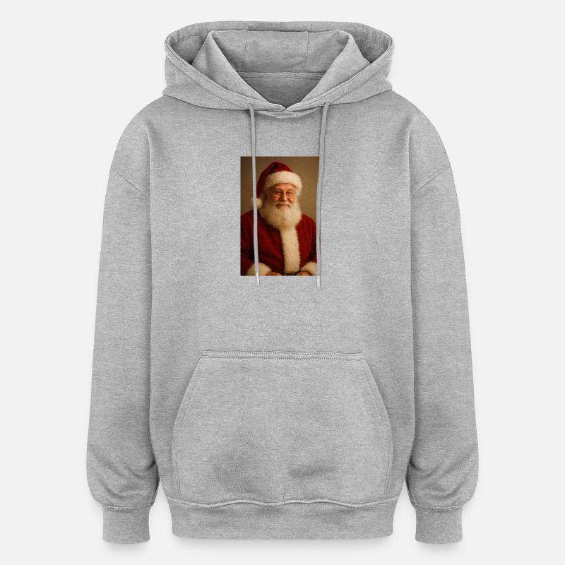 Weihnachtsmann-Klassiker in rotem Fell - Oversized Unisex Hoodie - Grau meliert