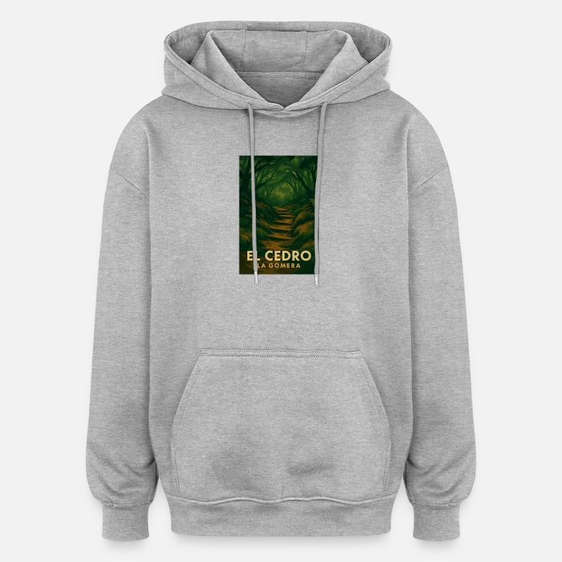 El Cedro – Mystischer Waldpfad - Oversized Unisex Hoodie - Grau meliert