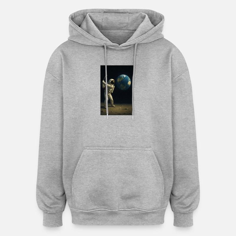Astronaut Golf sur la Lune - Sweat à capuche oversize unisexe - gris chiné