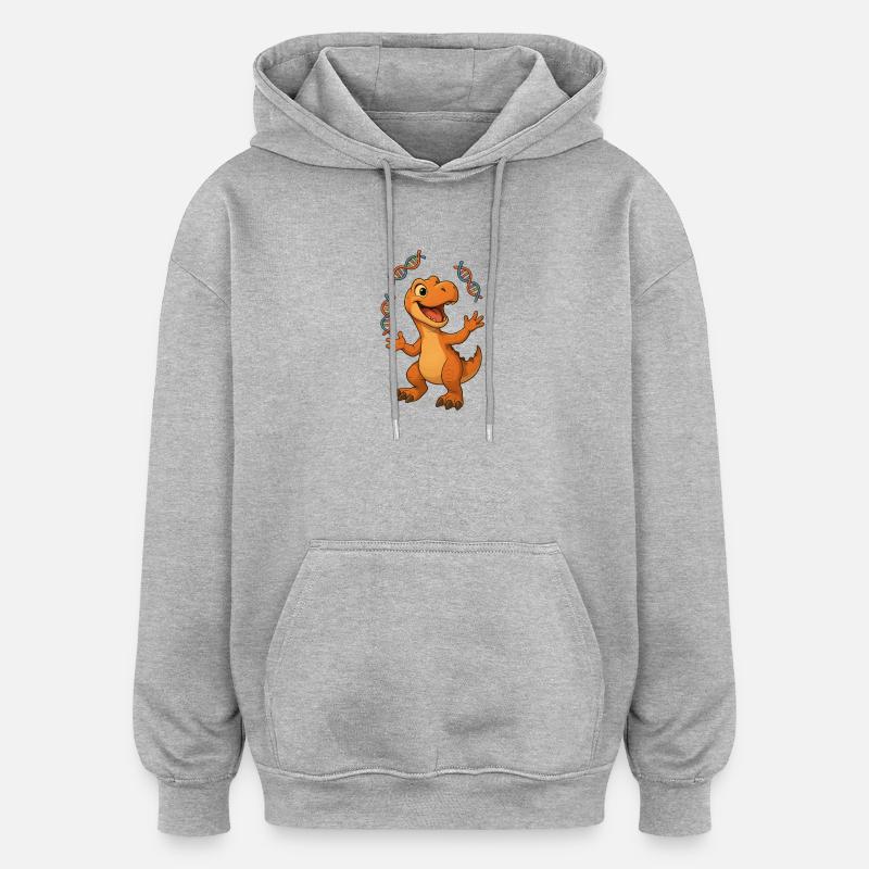 Dino Chercheur Joyeux - Sweat à capuche oversize unisexe - gris chiné
