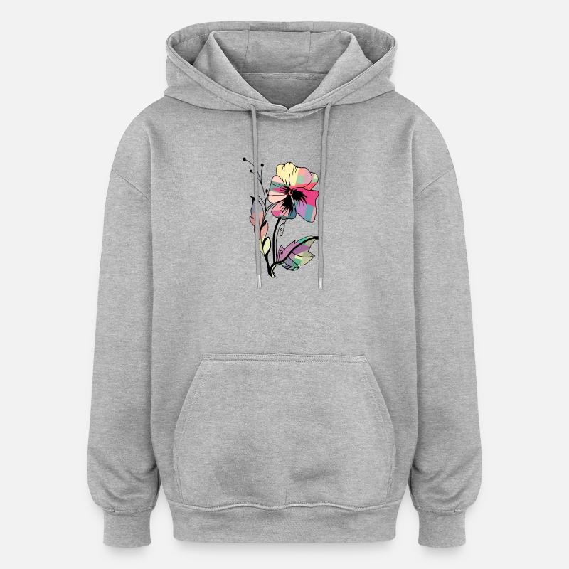 Blume - Oversized Unisex Hoodie - Grau meliert