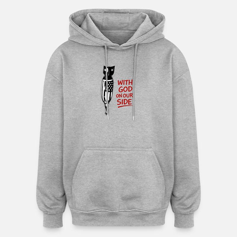 Torche avec motif de drapeau - Sweat à capuche oversize unisexe - gris chiné