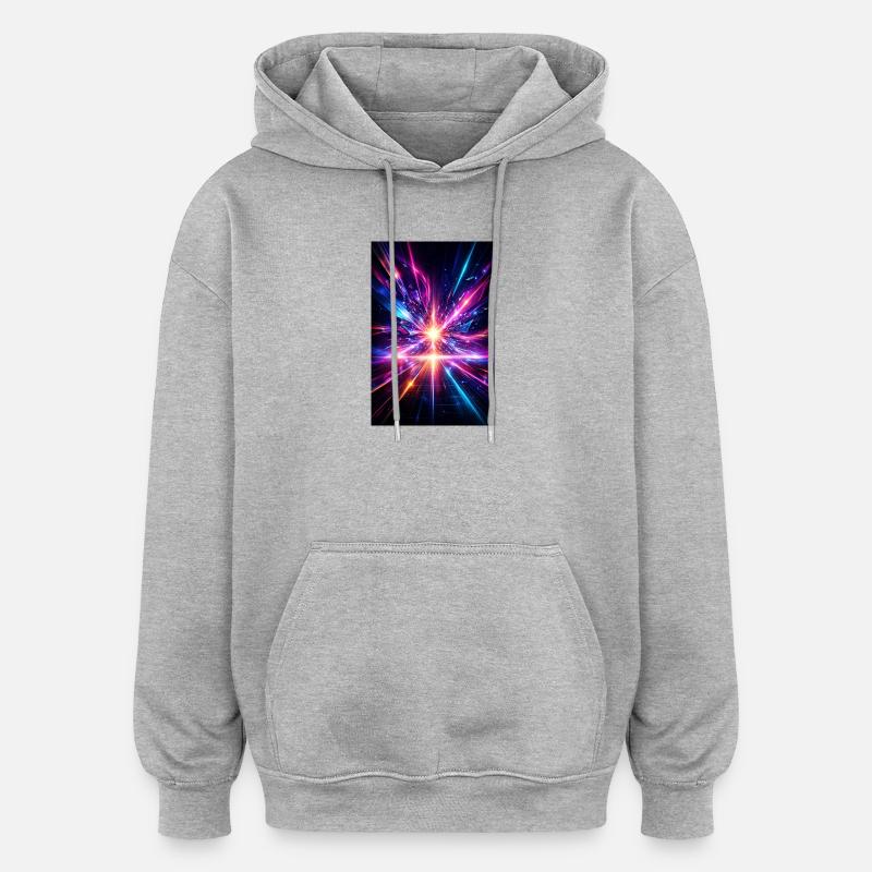 Neon Rays Explosion - Oversized Unisex Hoodie - heather grey