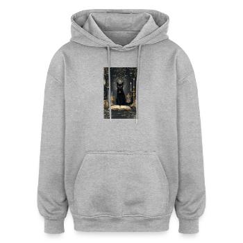 Midnight Cat Alchemist - Oversized Unisex Hoodie - heather grey - Front - Noah (186cm)