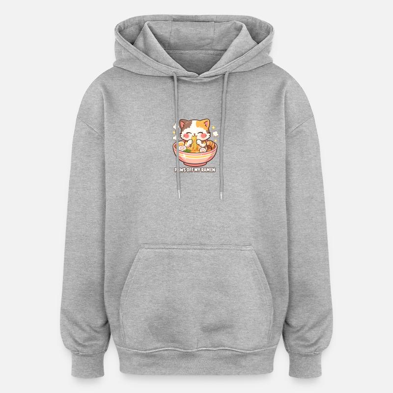 Pfoten weg Ramen Katze - Oversized Unisex Hoodie - Grau meliert