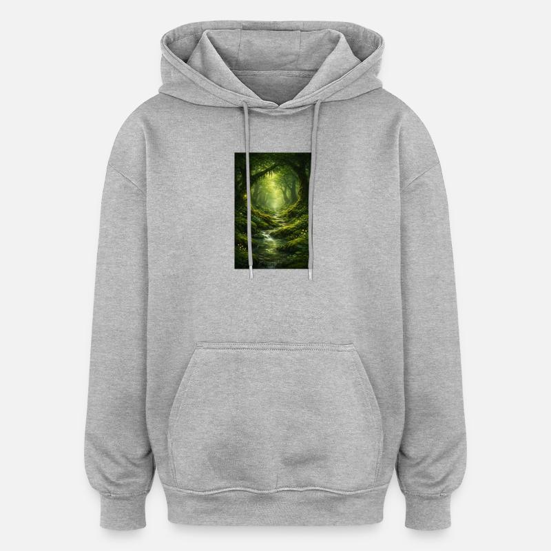 Forêt mystique - Sweat à capuche oversize unisexe - gris chiné
