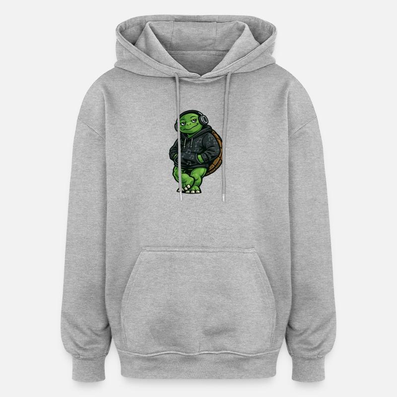 Sweat à capuche DJ Groovy Turtle - Sweat à capuche oversize unisexe - gris chiné