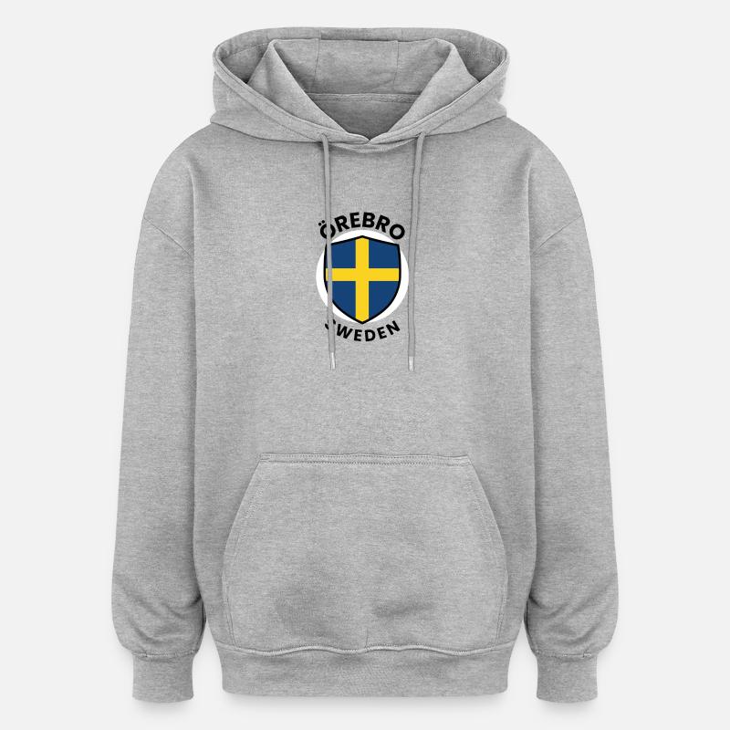 Drapeau du Bouclier d’Örebro Suède - Sweat à capuche oversize unisexe - gris chiné