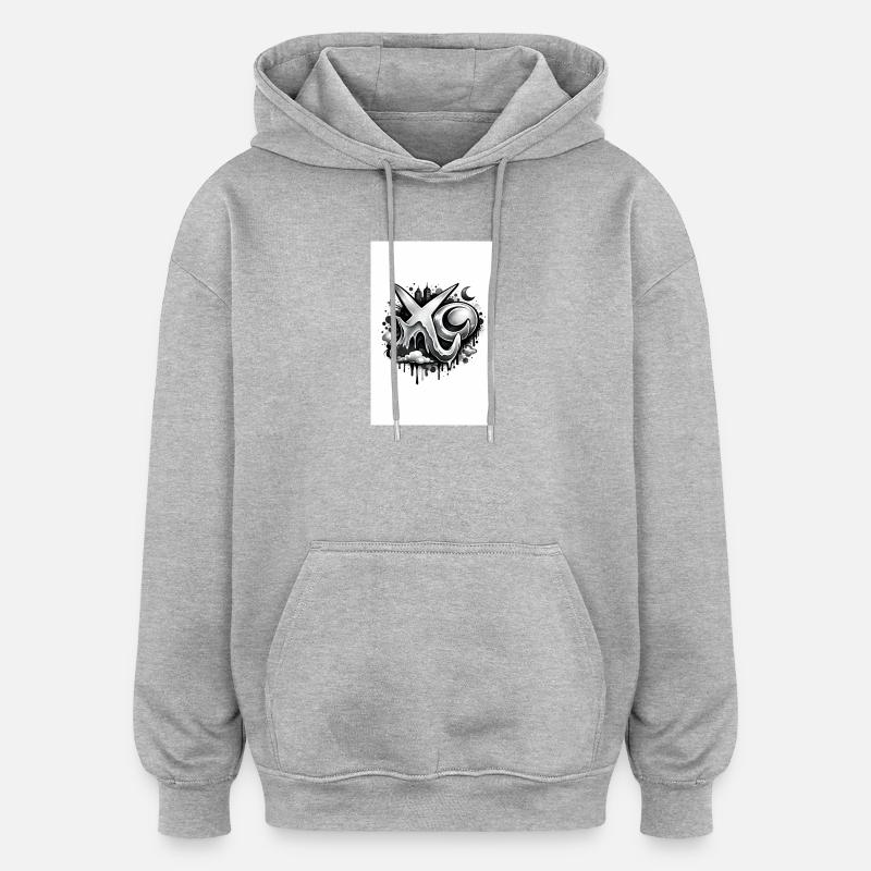 XO - Sweat à capuche oversize unisexe - gris chiné