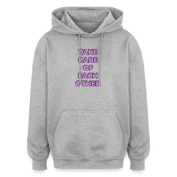 Passt aufeinander auf - Oversized Unisex Hoodie - Grau meliert - Vorne - Noah (186cm)