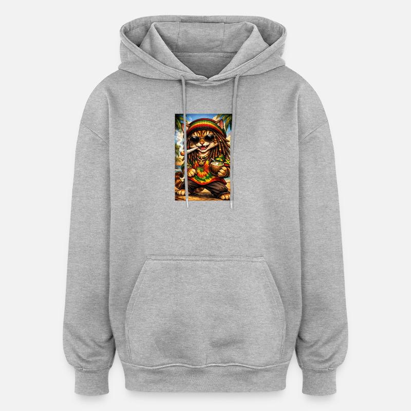 Lionrasta - Sweat à capuche oversize unisexe - gris chiné
