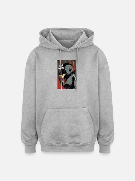 Retro Robot Humor Illustration - Oversized Unisex Hoodie - heather grey