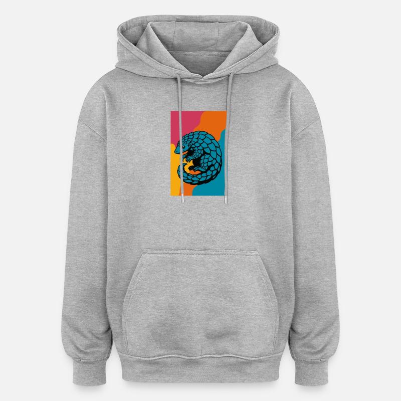 Pangolin Pop Art - Sweat à capuche oversize unisexe - gris chiné