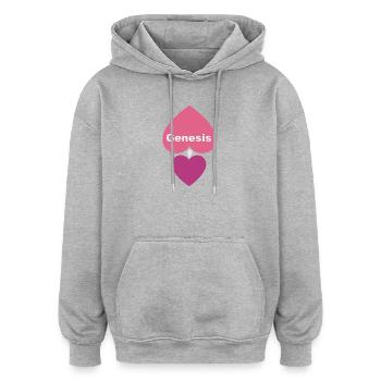 Conception du cœur - Sweat à capuche oversize unisexe - gris chiné - Devant - Noah (186cm)