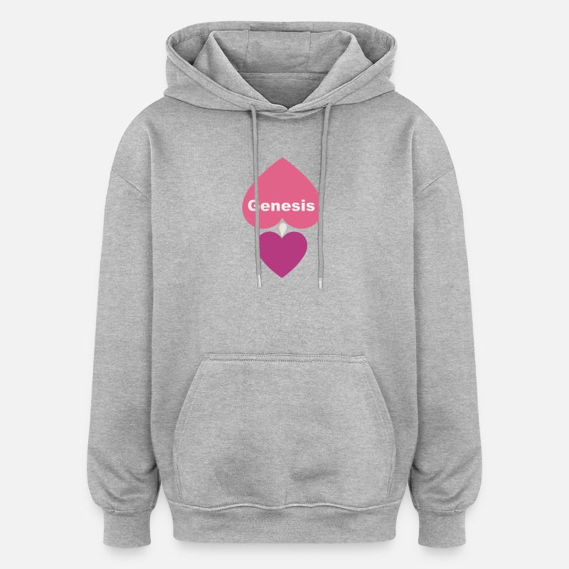 Conception du cœur - Sweat à capuche oversize unisexe - gris chiné