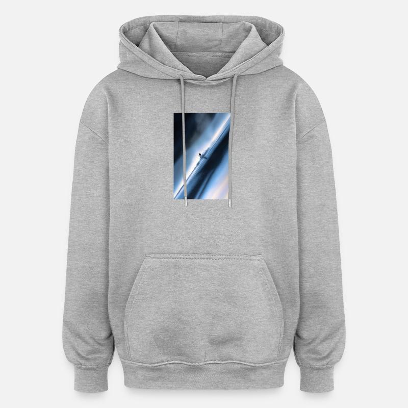 Cavalier de neige diagonal bleu - Sweat à capuche oversize unisexe - gris chiné