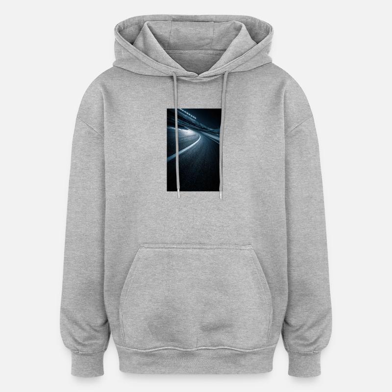 Neonkurve Mitternachtsstraße - Oversized Unisex Hoodie - Grau meliert