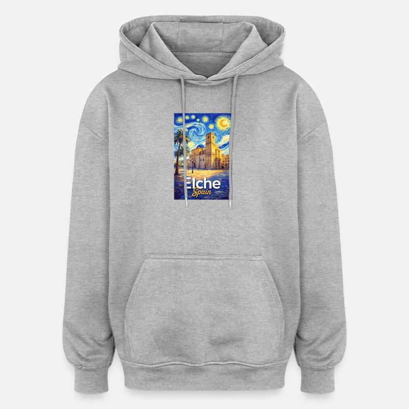 Elche, Espagne - Sweat à capuche oversize unisexe - gris chiné