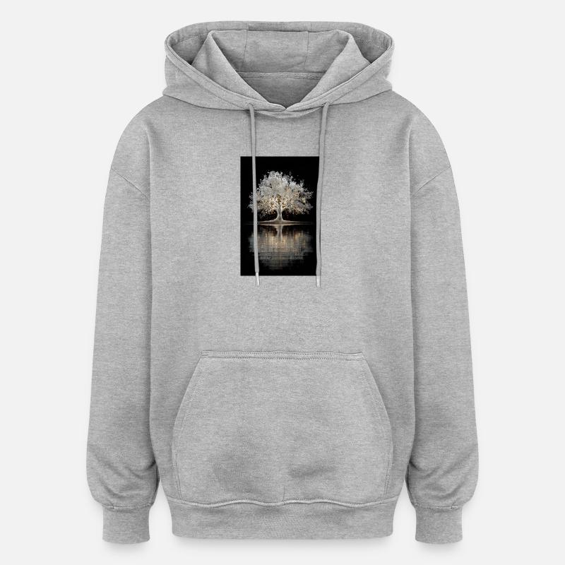 Luminous Silver Tree Glow - Oversized Unisex Hoodie - heather grey