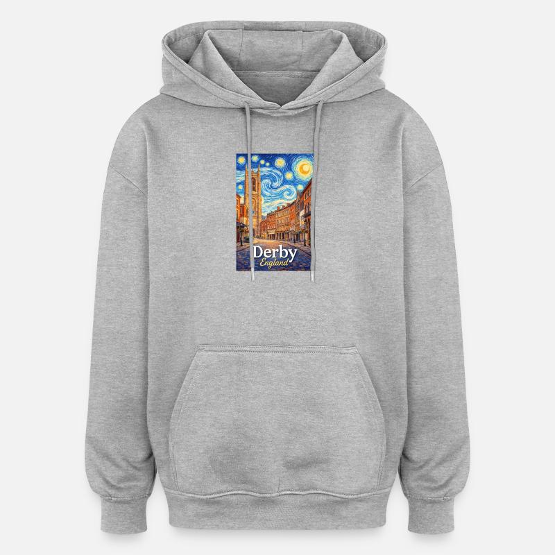 Derby, Angleterre - Sweat à capuche oversize unisexe - gris chiné