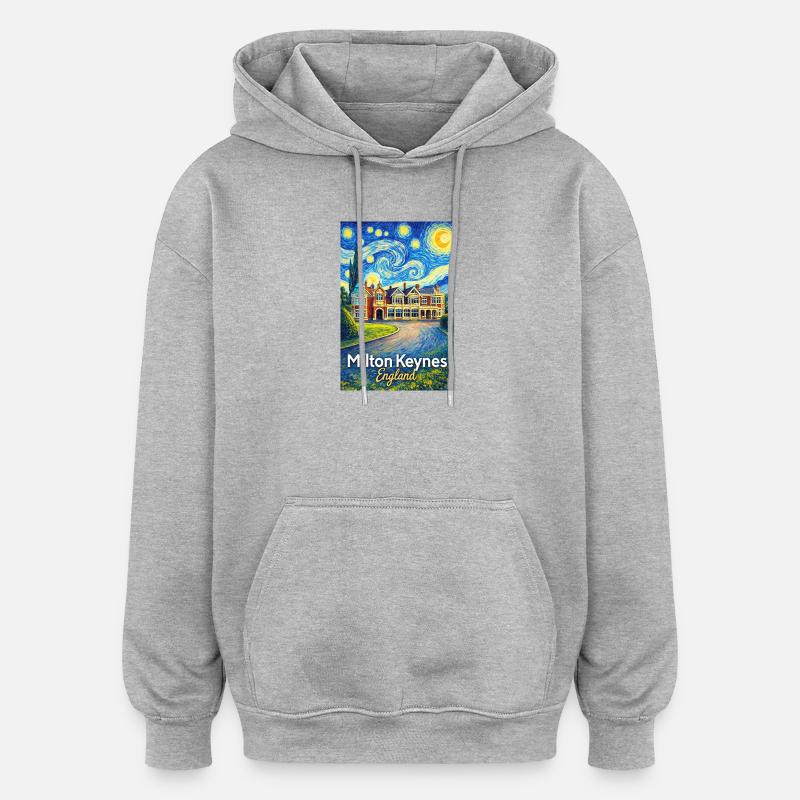Milton Keynes, Angleterre - Sweat à capuche oversize unisexe - gris chiné