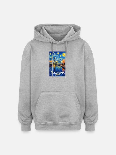 Yokohama, Japan - Oversize unisex hoodie - grå meleret