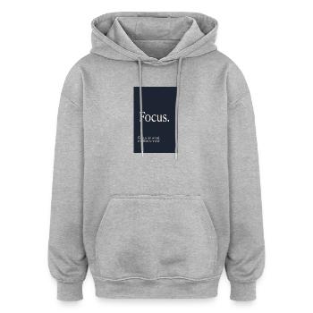 Focus. Minimalist motivational design - Oversized Unisex Hoodie - heather grey - Front - Noah (186cm)
