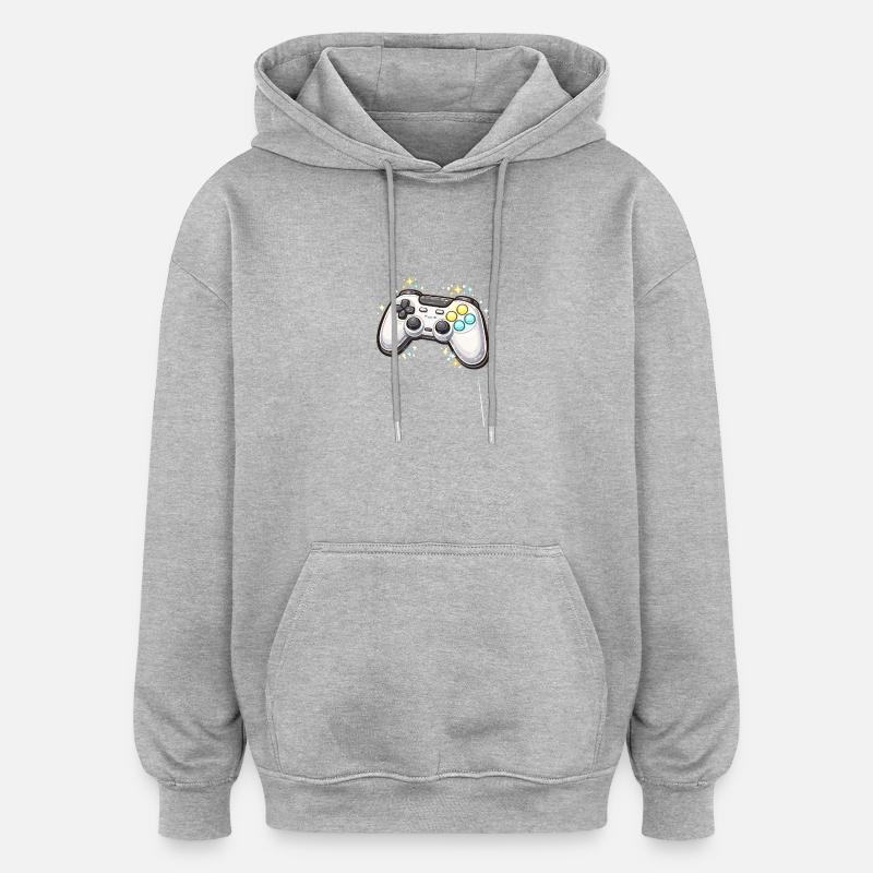 Glowing game controller with stardust - Oversized Unisex Hoodie - heather grey