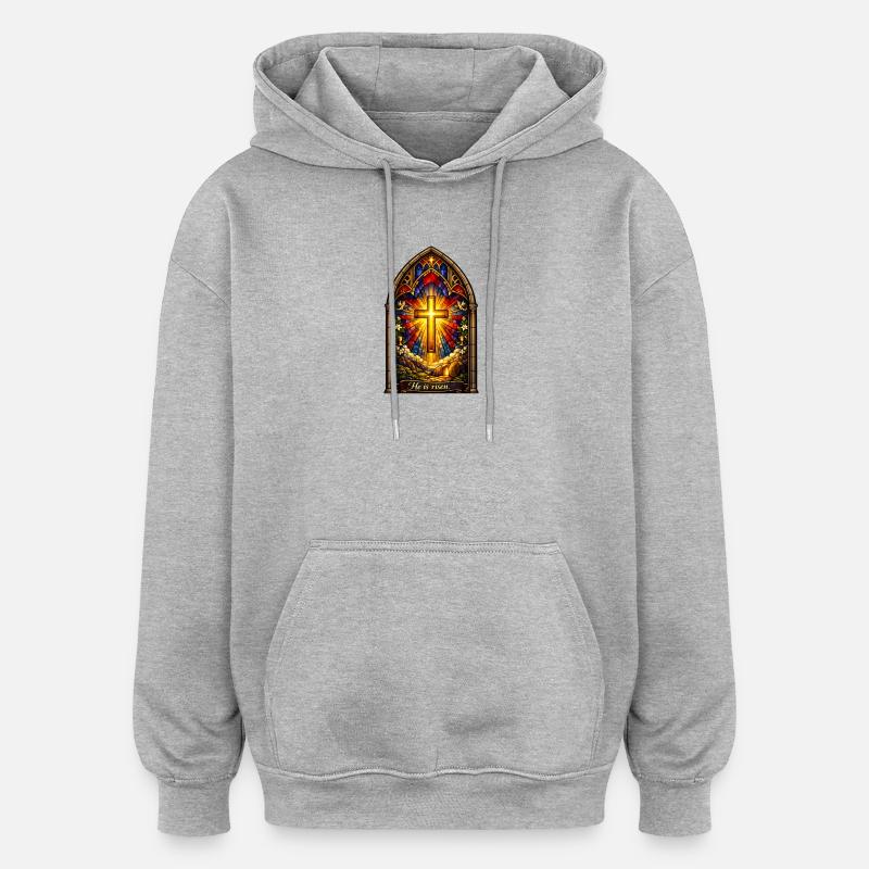 Resurrection He is Risen Easter Jesus - Oversized Unisex Hoodie - heather grey