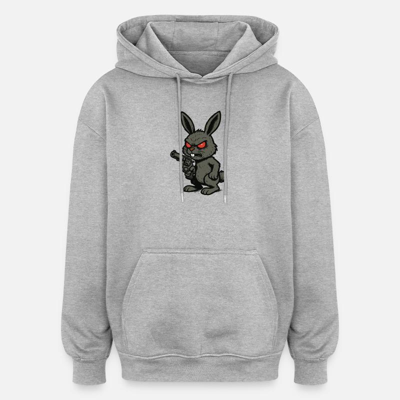 mauvais lapin - Sweat à capuche oversize unisexe - gris chiné