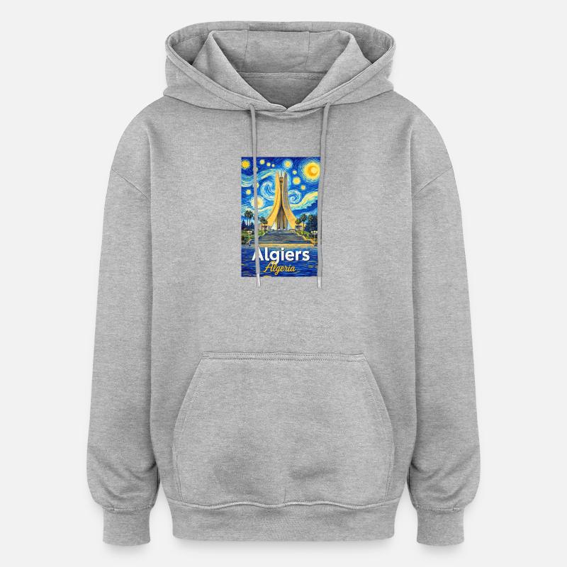 Algiers Monument Starry Night Stil - Oversized Unisex Hoodie - Grau meliert