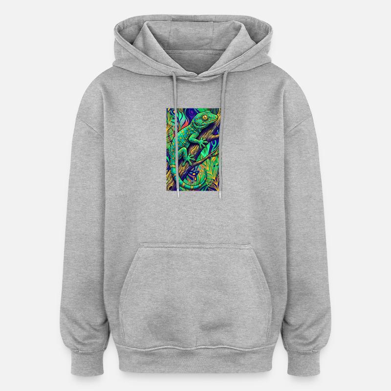 Gecko - Sweat à capuche oversize unisexe - gris chiné