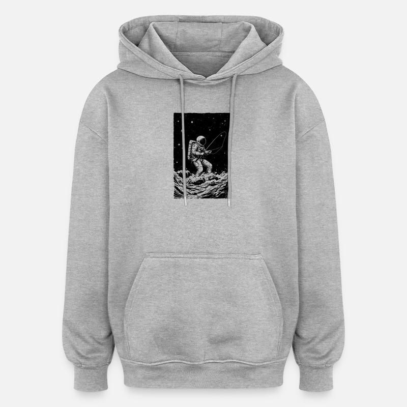 La pêche des astronautes dans l’espace - Sweat à capuche oversize unisexe - gris chiné