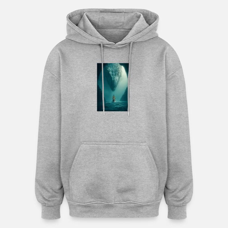Le géant du Dragon au crépuscule - Sweat à capuche oversize unisexe - gris chiné