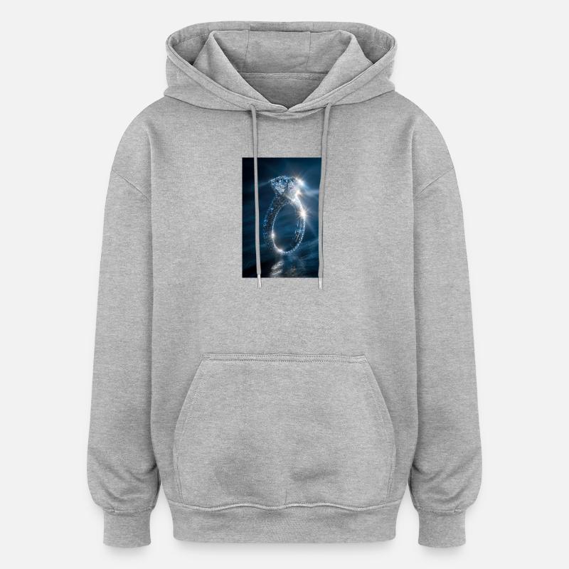 Éclat de bague en diamant - Sweat à capuche oversize unisexe - gris chiné