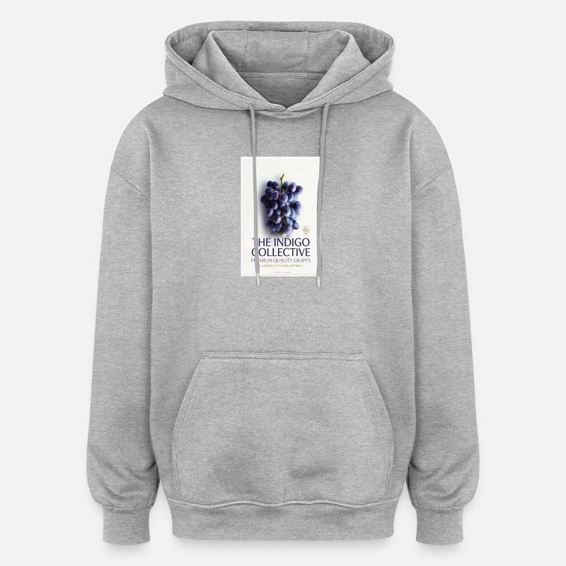Indigo Collective Grapes Label - Sweat à capuche oversize unisexe - gris chiné