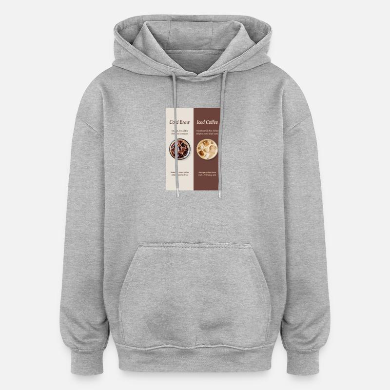 Cold Brew vs Iced Coffee Poster - Oversized Unisex Hoodie - Grau meliert