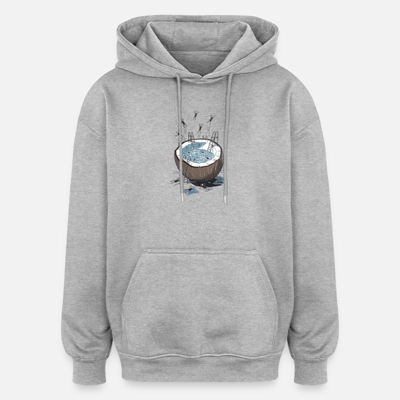 Coconut Pool Jumping Party - Oversized Unisex Hoodie - heather grey