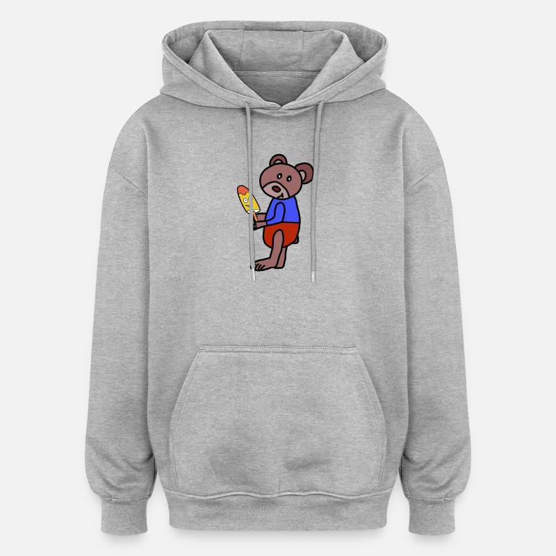 Bär Teddy  Eiskrem  Eis Kind - Oversized Unisex Hoodie - heather grey