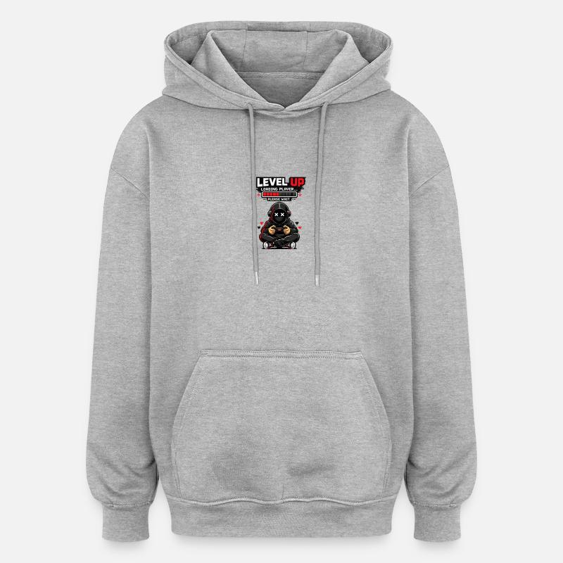 Level Up Loading Pixel Hero - Oversized Unisex Hoodie - heather grey