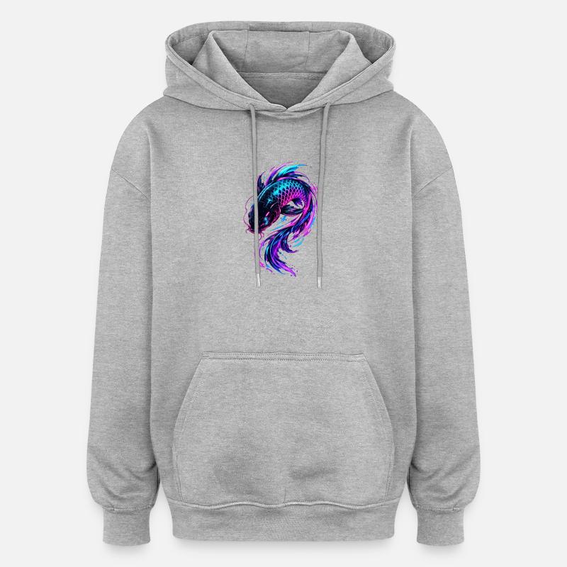 Neon Koi Flow - Oversized Unisex Hoodie - heather grey