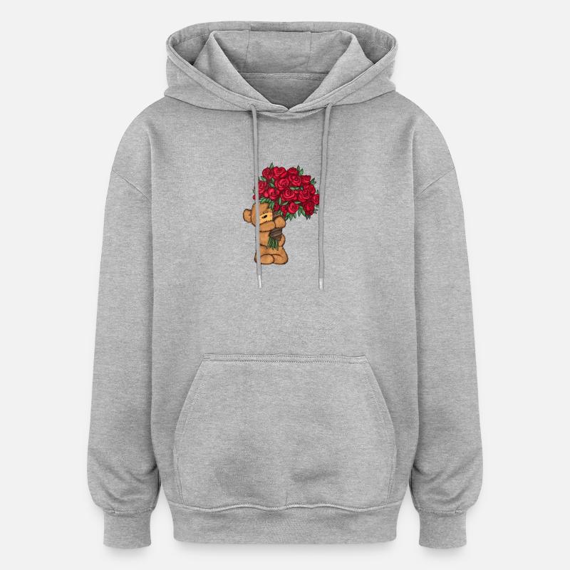 Baer_Blumen - Sweat à capuche oversize unisexe - gris chiné