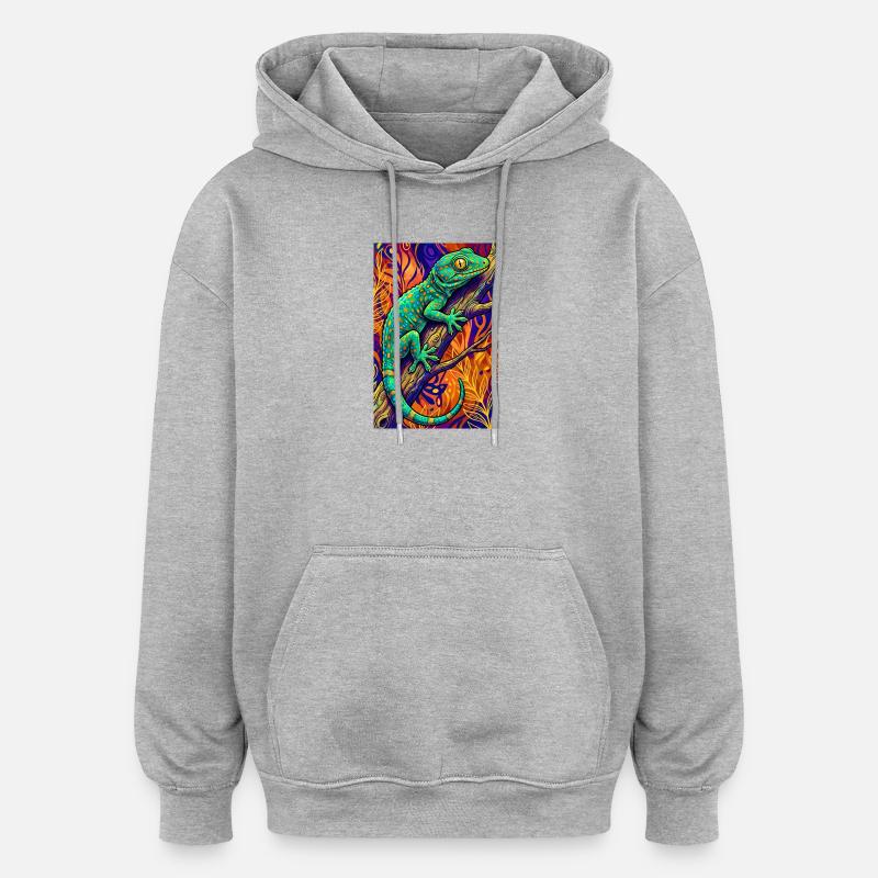Gecko - Sweat à capuche oversize unisexe - gris chiné