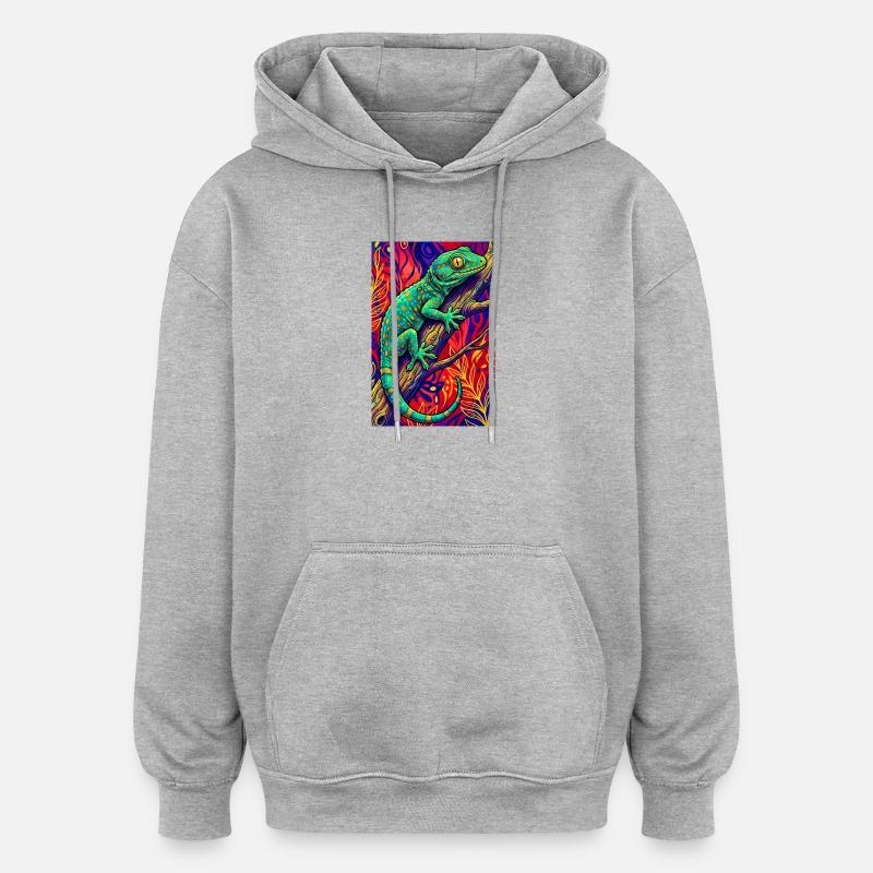 Gecko - Sweat à capuche oversize unisexe - gris chiné