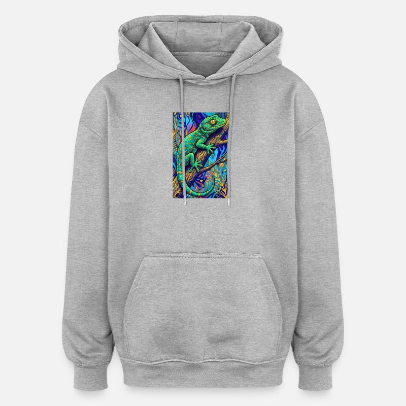 Gecko - Oversized Unisex Hoodie - heather grey